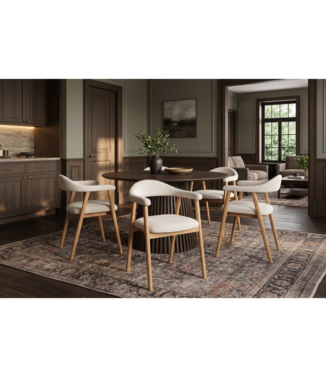 Invicta Interior Stoel VALHALLA WOOD met armleuningen geweven stof crème en naturel eikenhout - 48922
