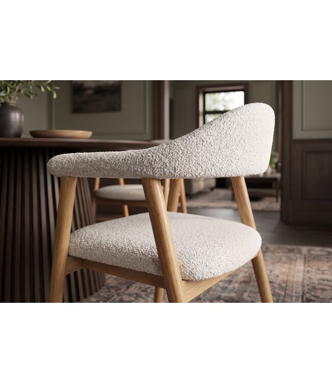 Invicta Interior Stoel VALHALLA WOOD met armleuningen geweven stof crème en naturel eikenhout - 48922
