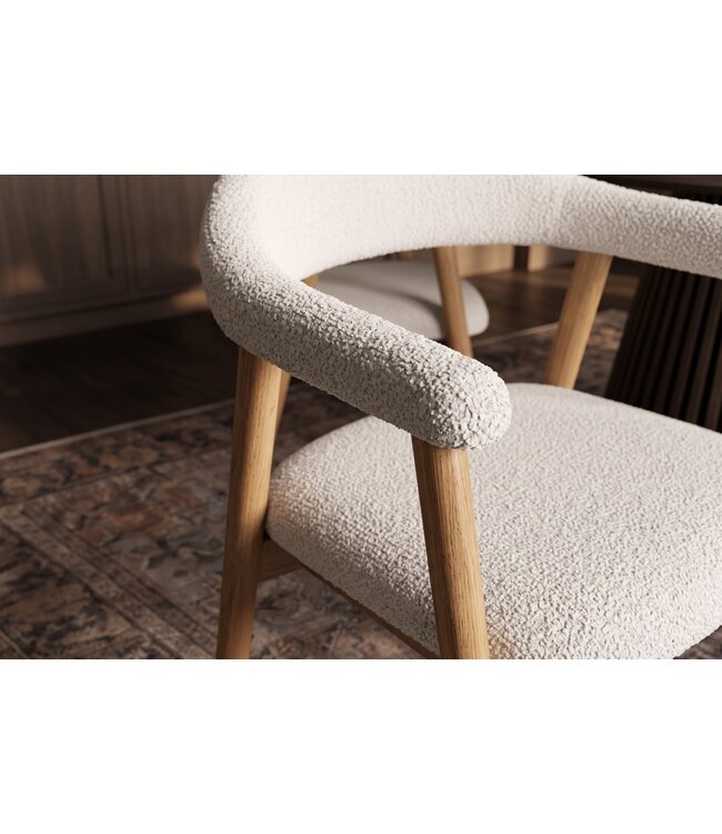 Invicta Interior Stoel VALHALLA WOOD met armleuningen geweven stof crème en naturel eikenhout - 48922