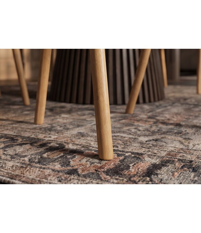 Invicta Interior Stoel VALHALLA WOOD met armleuningen geweven stof crème en naturel eikenhout - 48922