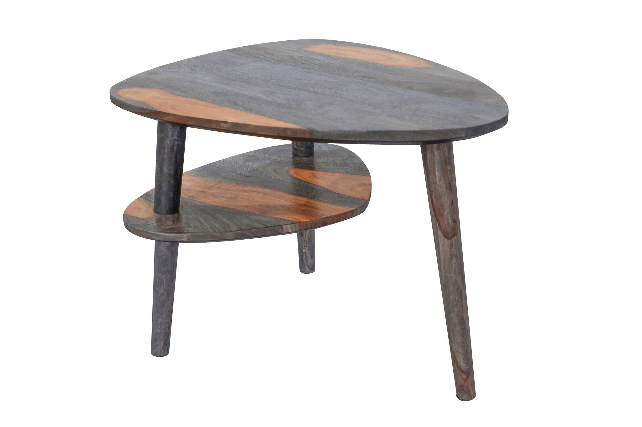 Salontafel ORGANIC LIVING 55cm met opbergvak sheesham hout grijs smoke afwerking - 48938