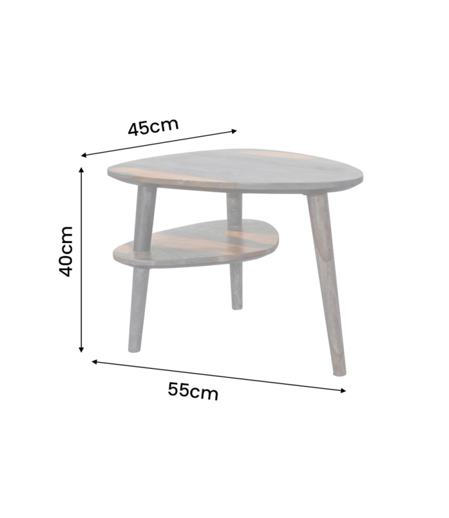 Invicta Interior Salontafel ORGANIC LIVING 55cm met opbergvak sheesham hout grijs smoke afwerking - 48938