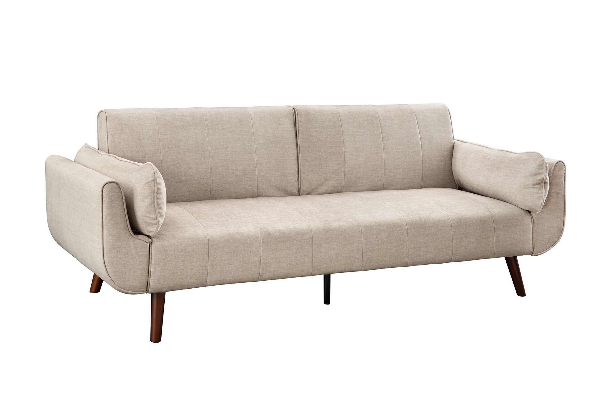 Slaapbank DIVANI 220cm 3-zits fluweel champagne beige - 48983