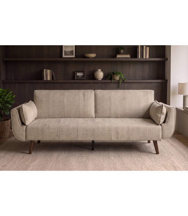 Invicta Interior Slaapbank DIVANI 220cm 3-zits fluweel champagne beige - 48983