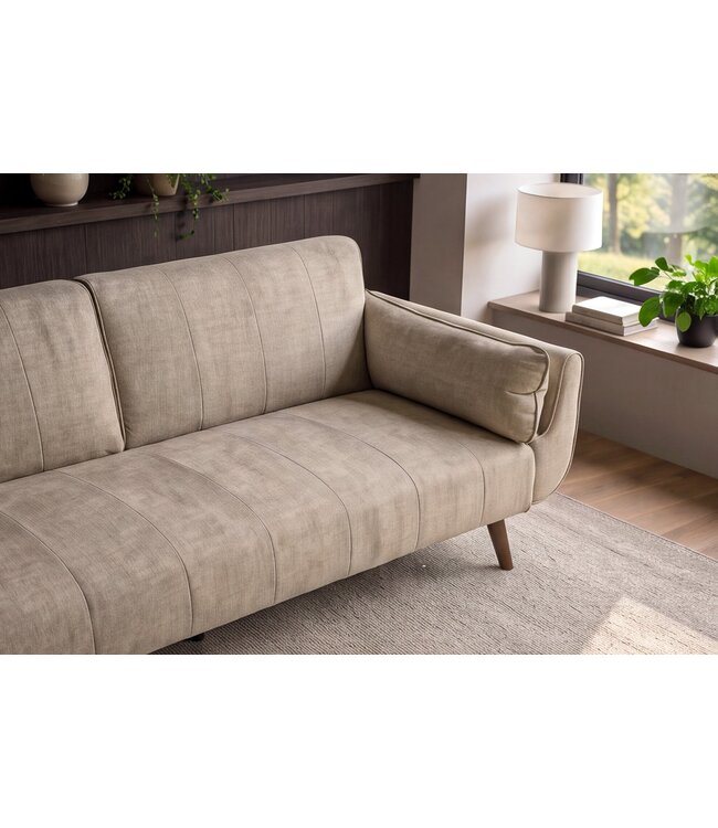Invicta Interior Slaapbank DIVANI 220cm 3-zits fluweel champagne beige - 48983