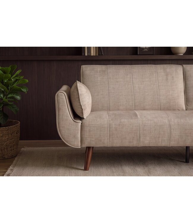 Invicta Interior Slaapbank DIVANI 220cm 3-zits fluweel champagne beige - 48983