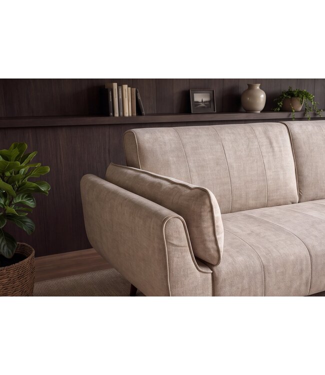 Invicta Interior Slaapbank DIVANI 220cm 3-zits fluweel champagne beige - 48983