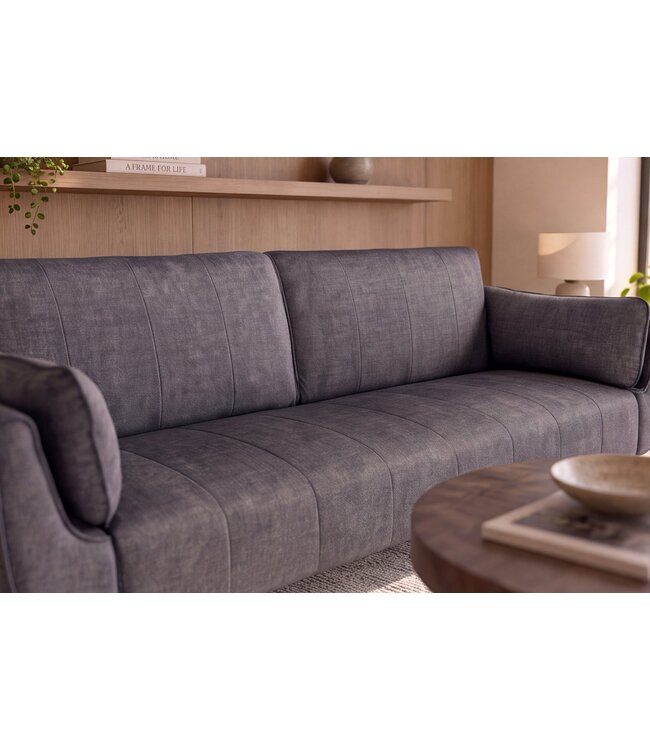 Invicta Interior Slaapbank DIVANI 220cm 3-zits fluweel grijs - 48984