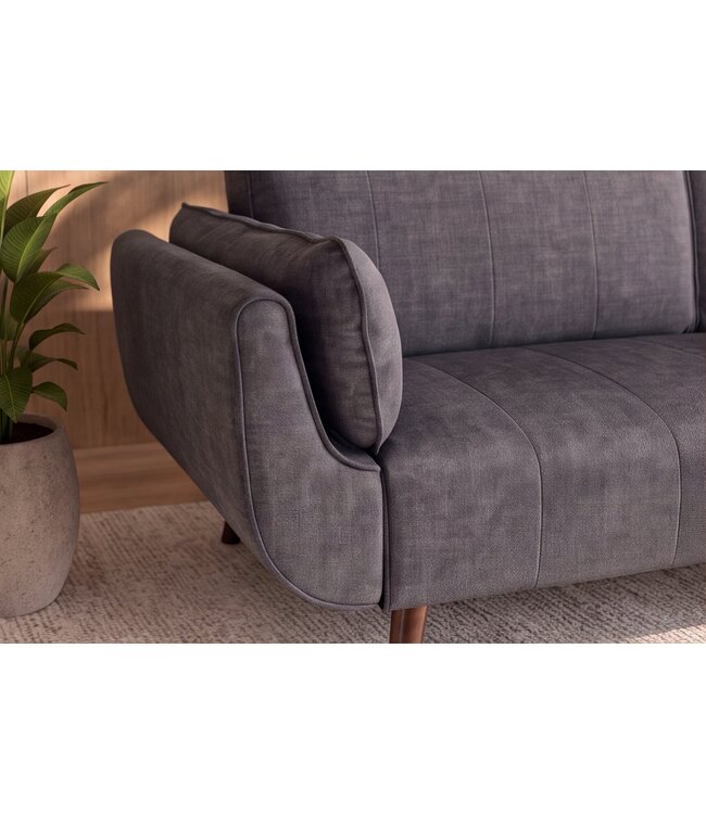 Invicta Interior Slaapbank DIVANI 220cm 3-zits fluweel grijs - 48984