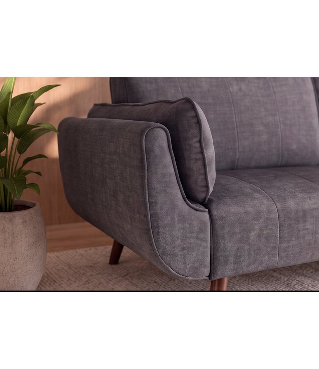 Invicta Interior Slaapbank DIVANI 220cm 3-zits fluweel grijs - 48984