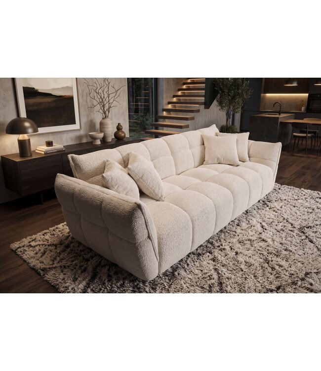 Invicta Interior XXL 3-zits bank CLOUD 260cm boucle tweed beige - 49012