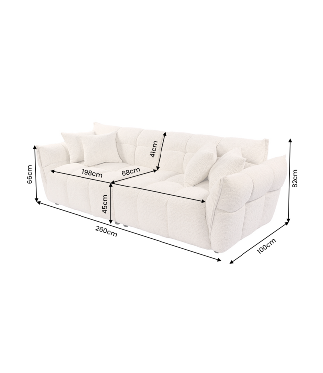 Invicta Interior XXL 3-zits bank CLOUD 260cm boucle tweed beige - 49012