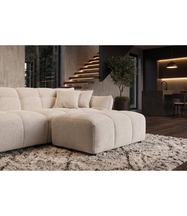 Invicta Interior Kruk CLOUD 100cm bouclé tweed beige - 49013