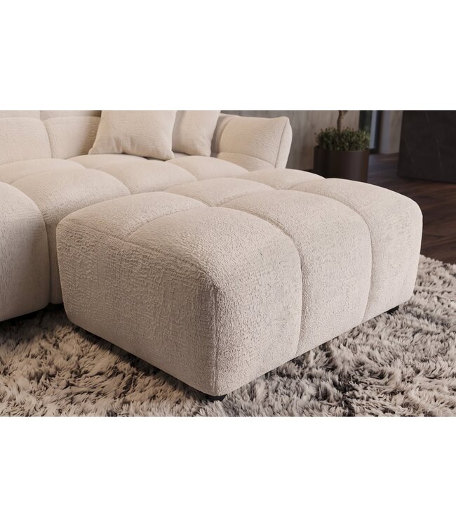 Invicta Interior Kruk CLOUD 100cm bouclé tweed beige - 49013