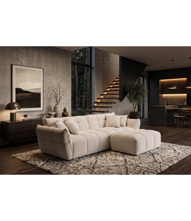 Invicta Interior Kruk CLOUD 100cm bouclé tweed beige - 49013