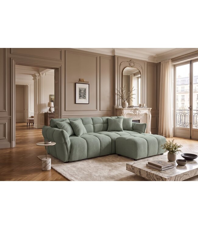 Invicta Interior XXL Bouclé Bank CLOUD 260cm 3-zits Sage - 49020