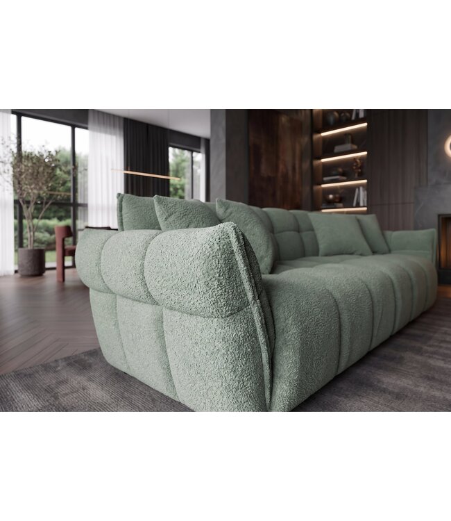 Invicta Interior XXL Bouclé Bank CLOUD 260cm 3-zits Sage - 49020
