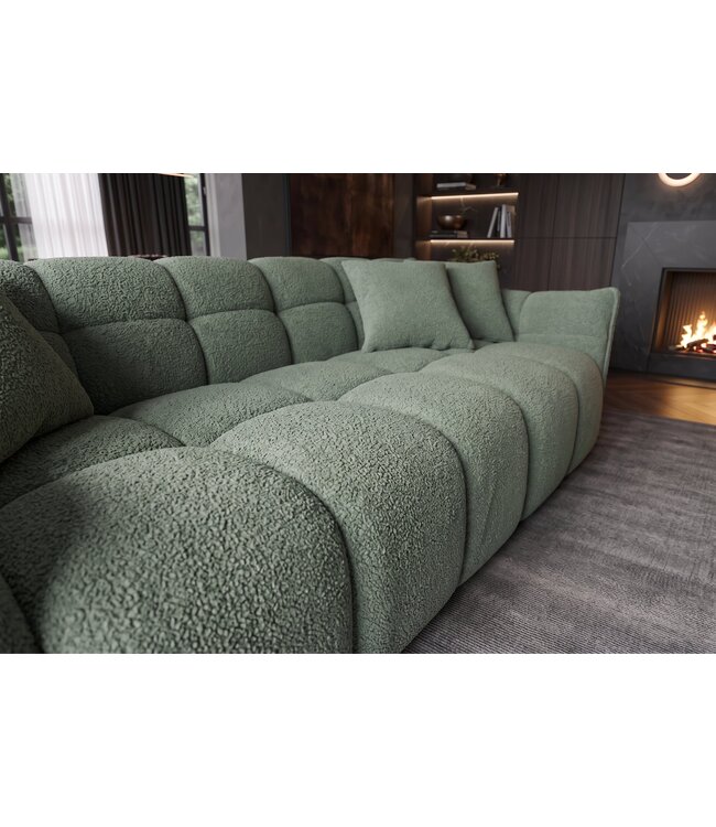 Invicta Interior XXL Bouclé Bank CLOUD 260cm 3-zits Sage - 49020