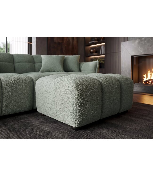 Invicta Interior Kruk CLOUD 100cm bouclé sage - 49021