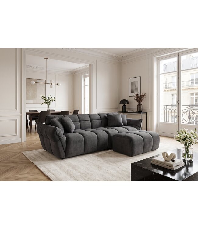 Invicta Interior Loungebank CLOUD 260cm 3-zits XXL vogue velvet grey - 49022