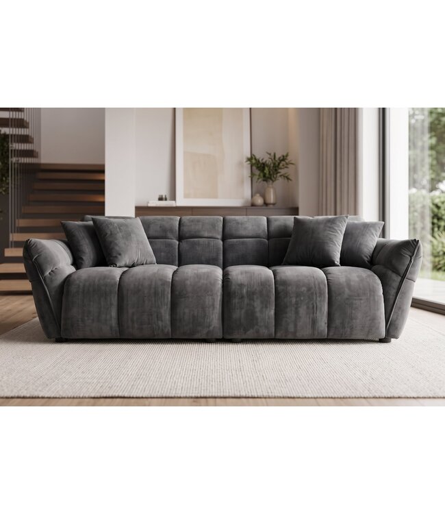 Invicta Interior Loungebank CLOUD 260cm 3-zits XXL vogue velvet grey - 49022