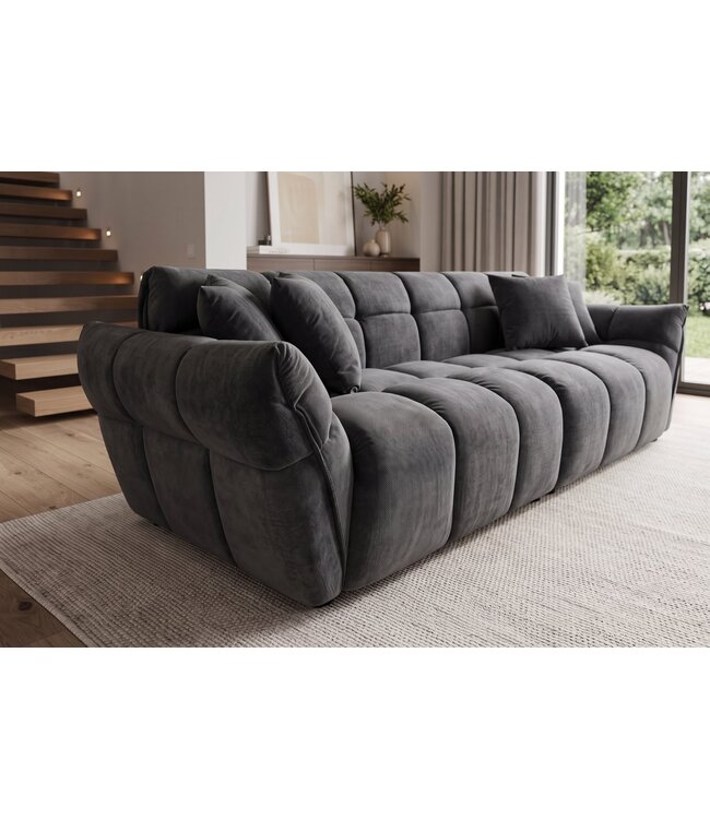 Invicta Interior Loungebank CLOUD 260cm 3-zits XXL vogue velvet grey - 49022