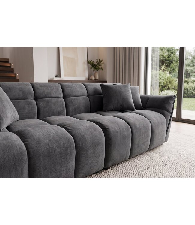 Invicta Interior Loungebank CLOUD 260cm 3-zits XXL vogue velvet grey - 49022