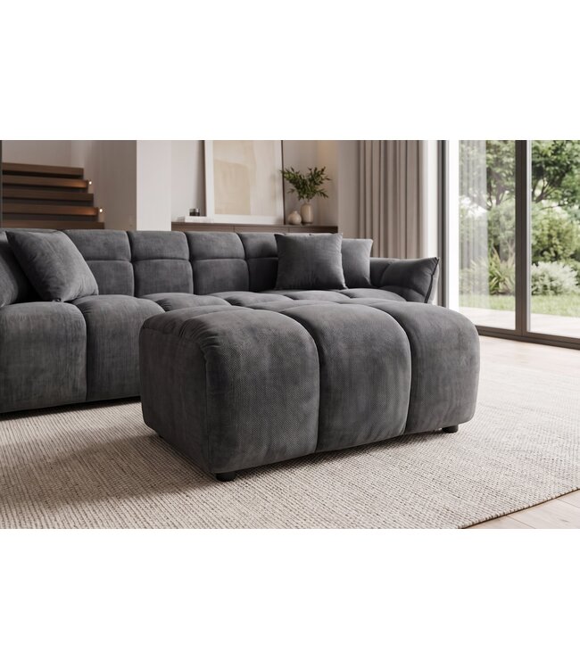 Invicta Interior Kruk CLOUD 100cm vogue velvet grijs - 49023