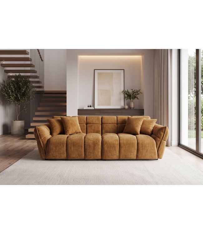 Invicta Interior Xxxl bank CLOUD 260cm 3-zits vogue velvet mosterdgeel - 49024