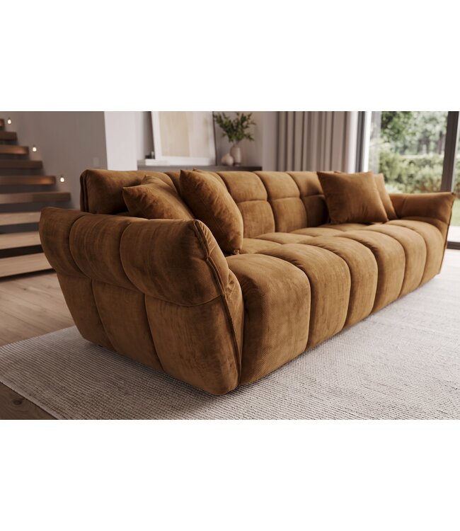 Invicta Interior Xxxl bank CLOUD 260cm 3-zits vogue velvet mosterdgeel - 49024