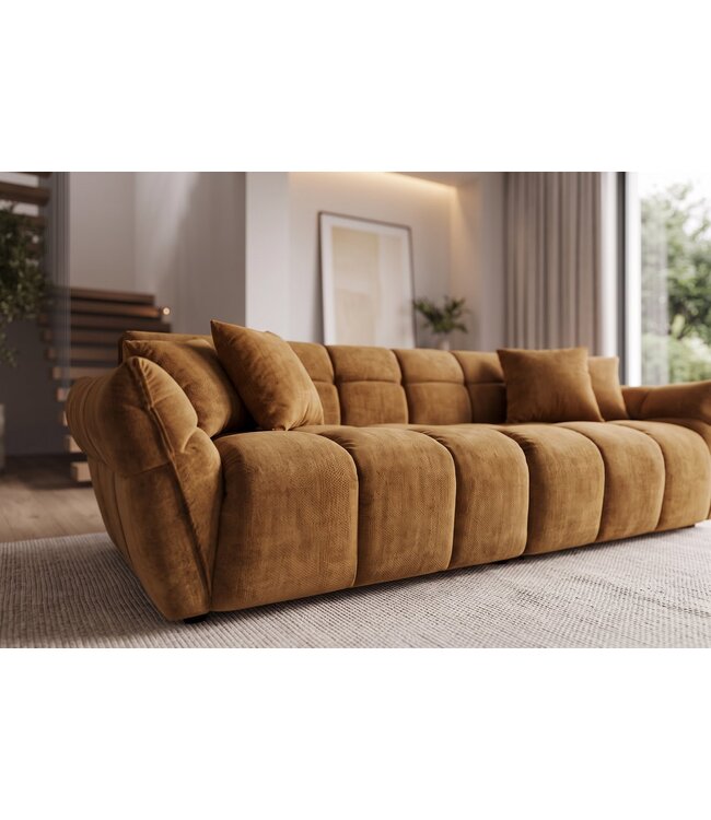 Invicta Interior Xxxl bank CLOUD 260cm 3-zits vogue velvet mosterdgeel - 49024