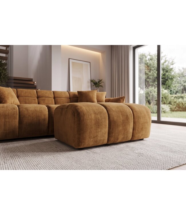 Invicta Interior Kruk CLOUD 100cm vogue velvet mosterdgeel - 49025