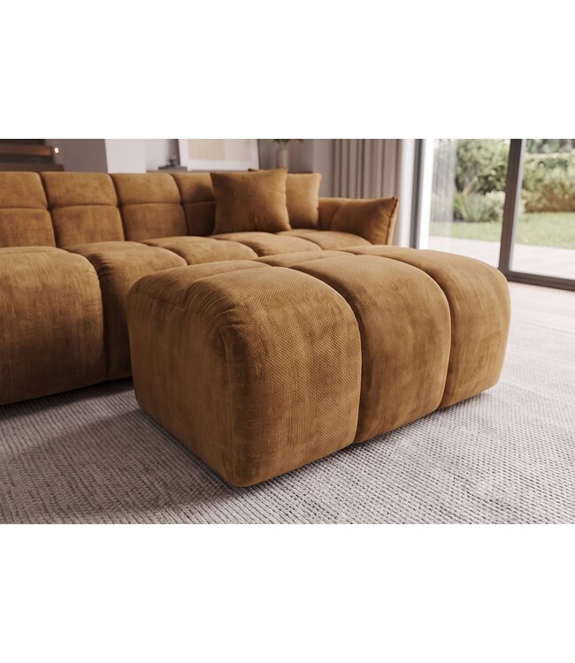 Invicta Interior Kruk CLOUD 100cm vogue velvet mosterdgeel - 49025
