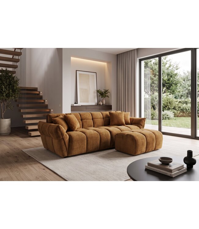 Invicta Interior Kruk CLOUD 100cm vogue velvet mosterdgeel - 49025