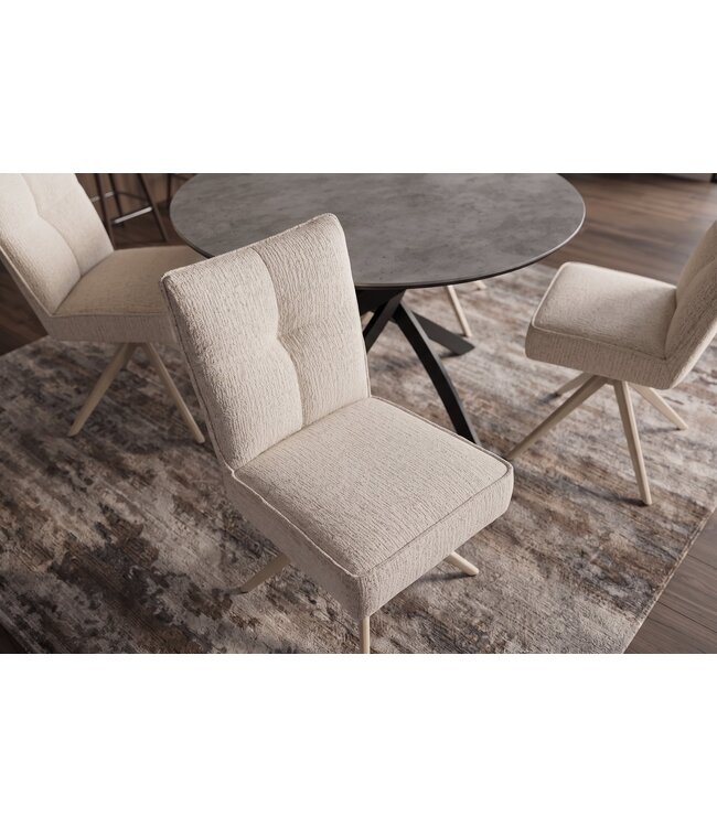 Invicta Interior Draaistoel LUGANO 360° met auto-return 150 kg laadvermogen veercore chenille tweed beige - 49065