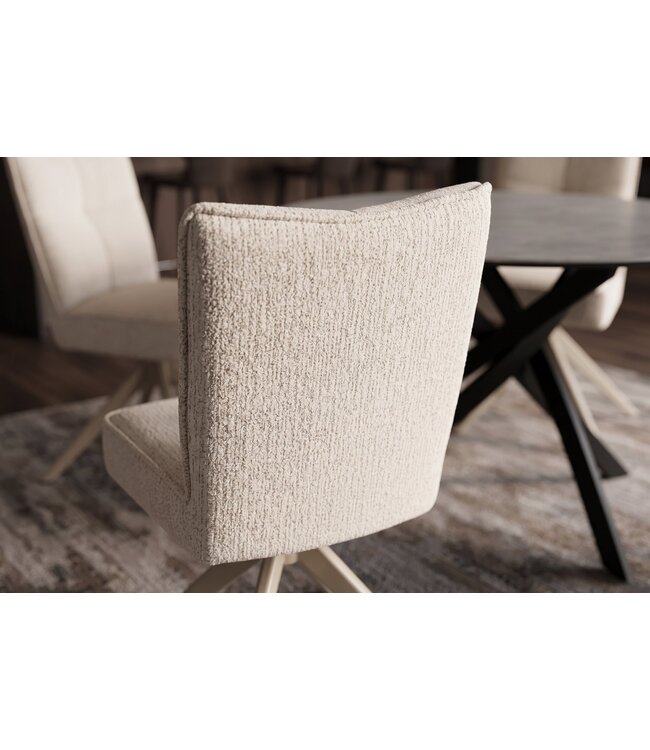 Invicta Interior Draaistoel LUGANO 360° met auto-return 150 kg laadvermogen veercore chenille tweed beige - 49065
