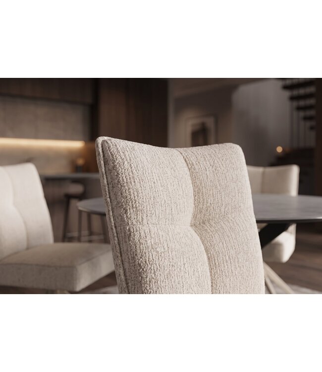 Invicta Interior Draaistoel LUGANO 360° met auto-return 150 kg laadvermogen veercore chenille tweed beige - 49065