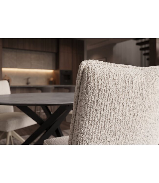 Invicta Interior Draaistoel LUGANO 360° met auto-return 150 kg laadvermogen veercore chenille tweed beige - 49065