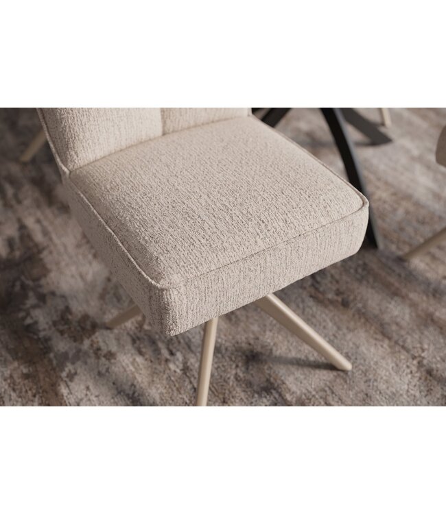 Invicta Interior Draaistoel LUGANO 360° met auto-return 150 kg laadvermogen veercore chenille tweed beige - 49065