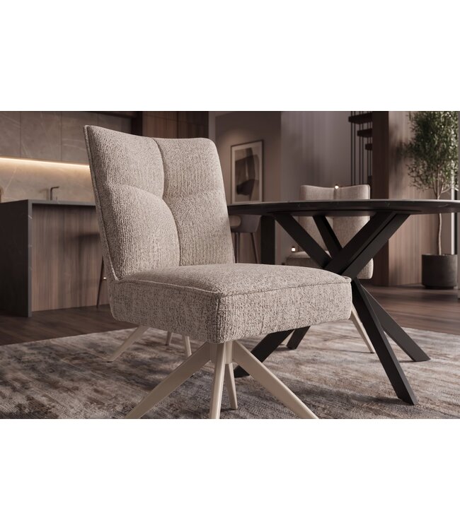 Invicta Interior Draaibare stoel LUGANO 360° auto-return 150 kg draagvermogen veercore chenille tweed taupe beige - 49066