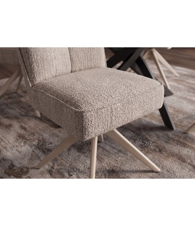 Invicta Interior Draaibare stoel LUGANO 360° auto-return 150 kg draagvermogen veercore chenille tweed taupe beige - 49066