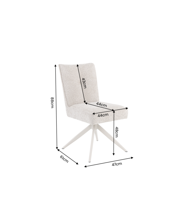 Invicta Interior Draaibare stoel LUGANO 360° auto-return 150 kg draagvermogen veercore chenille tweed taupe beige - 49066
