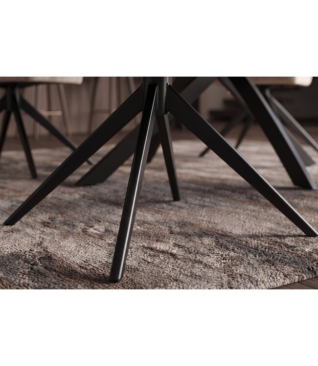 Invicta Interior Draaistoel LUGANO 360° auto-return 150 kg draagvermogen veerkern velours fluweel beige zwart - 49067