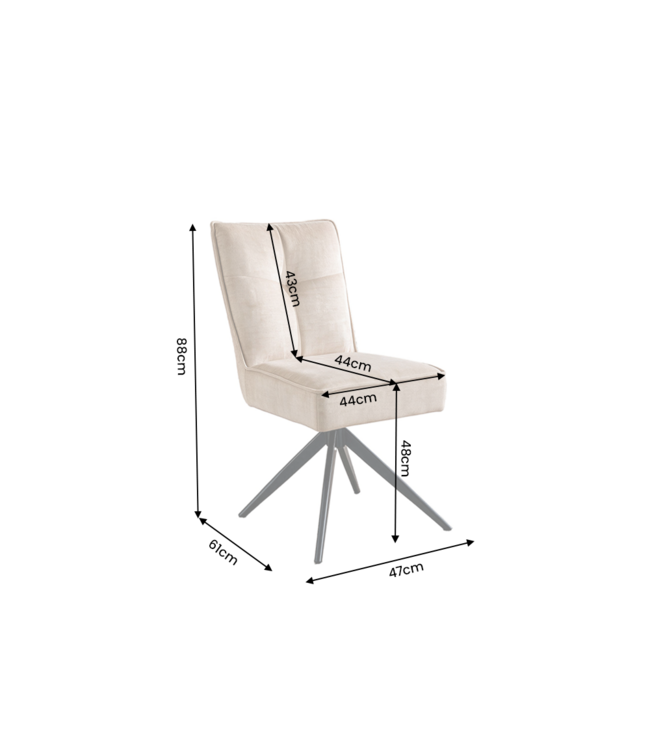 Invicta Interior Draaistoel LUGANO 360° auto-return 150 kg draagvermogen veerkern velours fluweel beige zwart - 49067
