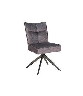 Invicta Interior Draaibare stoel LUGANO 360° auto-return 150 kg draagvermogen veerkern velours fluweel grijs zwart - 49068