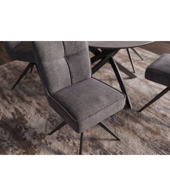 Invicta Interior Draaibare stoel LUGANO 360° auto-return 150 kg draagvermogen veerkern velours fluweel grijs zwart - 49068
