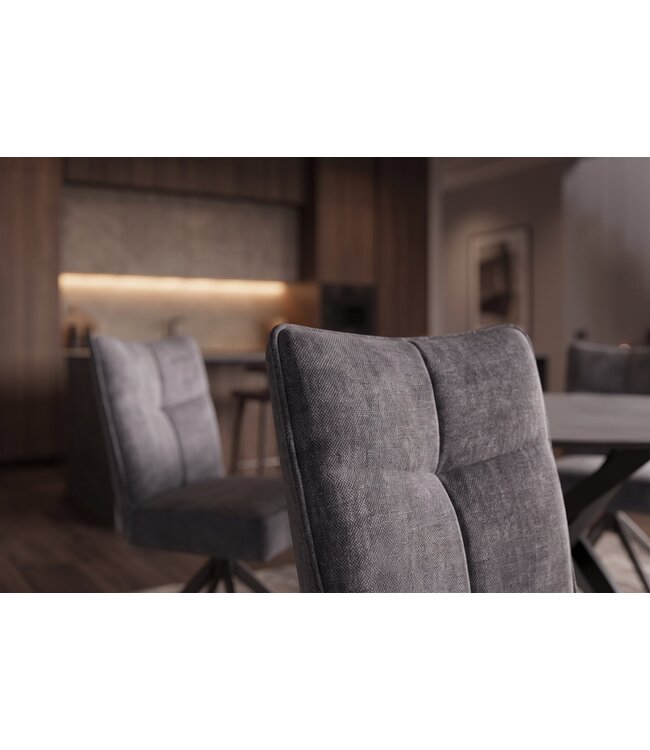 Invicta Interior Draaibare stoel LUGANO 360° auto-return 150 kg draagvermogen veerkern velours fluweel grijs zwart - 49068