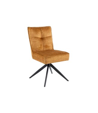 Invicta Interior Draaibare stoel LUGANO 360° automatisch terugkerend 150 kg draagvermogen spiraalvering fluweel mosterdgeel zwart - 49069