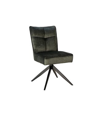 Invicta Interior Draaibare stoel LUGANO 360° auto-return 150 kg laadvermogen veerkern velours fluweel mosgroen zwart - 49070