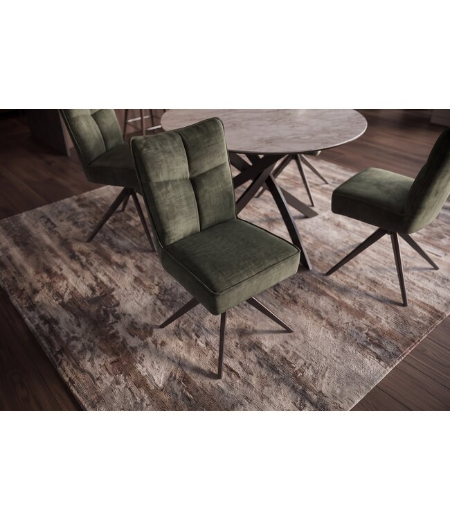 Invicta Interior Draaibare stoel LUGANO 360° auto-return 150 kg laadvermogen veerkern velours fluweel mosgroen zwart - 49070